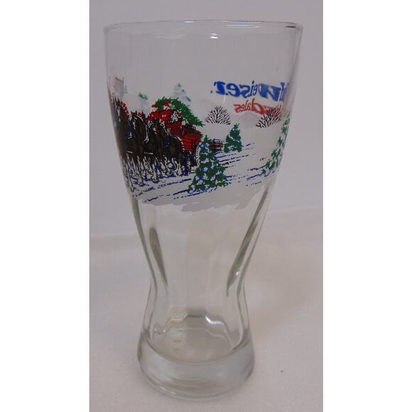 Vintage Pilsner Beer Glasses 1995 Budweiser Winter Clydesdales Set Of 6 Box Rare - Picture 7 of 14